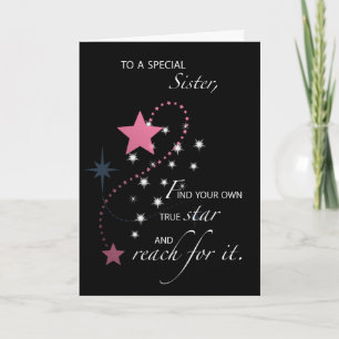 Sister, Graduation Star Congratulations, Pink Card