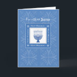 Sister Hanukkah Wishes Blue Menorah Holiday Card<br><div class="desc">Surprise your dear Sister on this special Jewish holiday with this beautiful white and blue menorah. She will certainly like to receive your Happy Hanukkah message with this elegant card.</div>