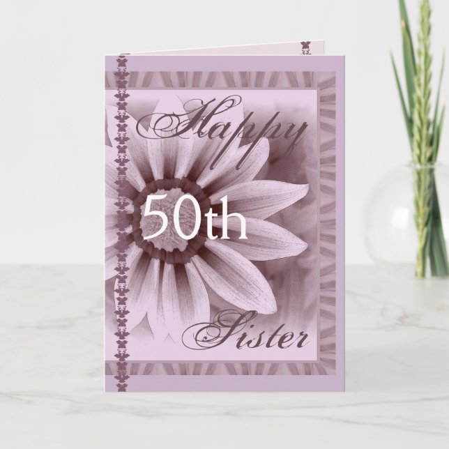SISTER  - Happy 50th Birthday - LAVENDER Flower Card (Front)