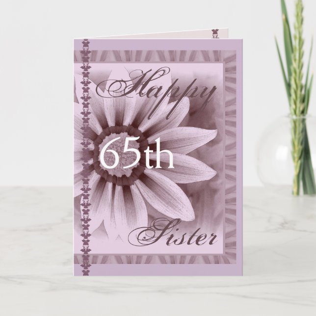 SISTER  - Happy 65th Birthday - LAVENDER Daisy Card (Front)