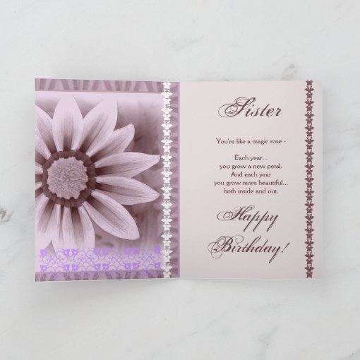 SISTER - Happy 65th Birthday - LAVENDER Daisy Card | Zazzle