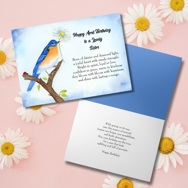 Sister Happy April Birthday with Bluebird Card (Creator Uploaded)