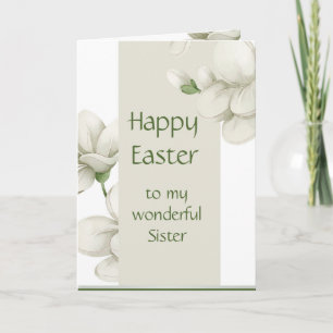 Sister Happy Easter White Flowers Floral  Holiday Card