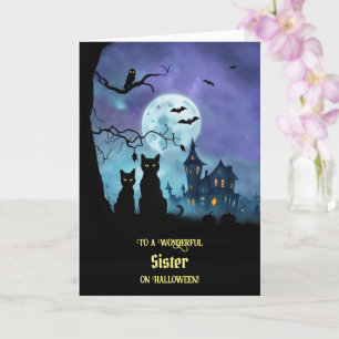 Sister Happy Halloween Custom Cover Text Cute  Card