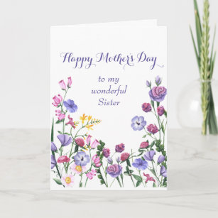 Sister Happy Mother's Day Colorful Garden Floral Holiday Card
