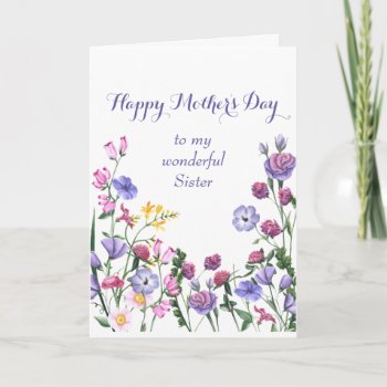 Sister Happy Mother's Day Colorful Garden Floral Holiday Card by countrymousestudio at Zazzle