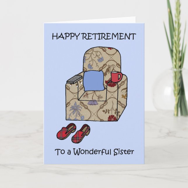 Sister Happy Retirement Fun Armchair. Card (Front)
