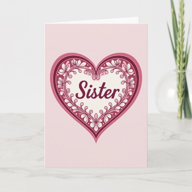 Sister Heartfelt Rose Design Card (Front)