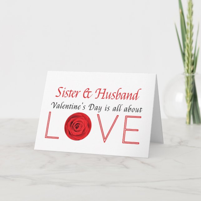 Sister & Husband   Happy Valentine's Day Roses Holiday Card (Front)
