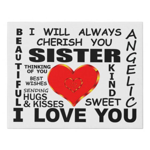 Sister I Love You Faux Canvas Print