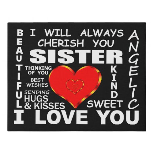 Sister I Love You Faux Canvas Print