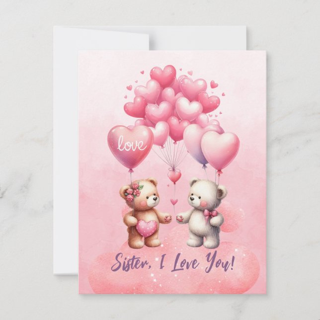 Sister, I Love You Valentine Holiday Card (Front)