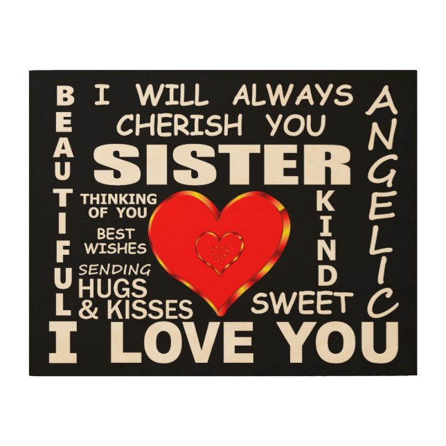 Sister I Love You Wood Wall Art (Front)