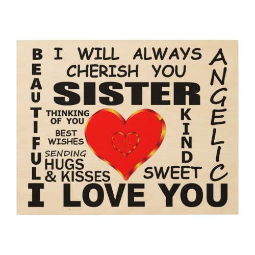 Sister I Love You Wood Wall Art