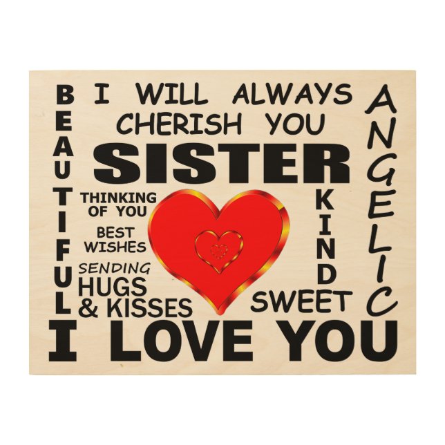 Sister I Love You Wood Wall Art (Front)