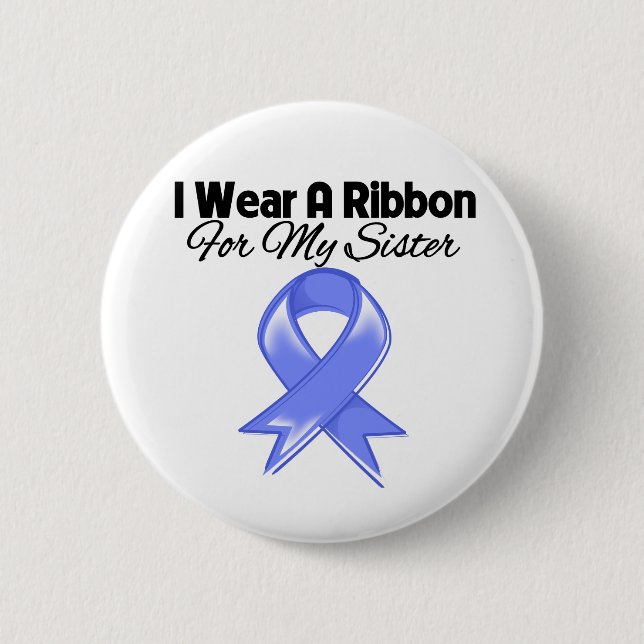 Sister - I Wear Periwinkle Ribbon Pinback Button (Front)