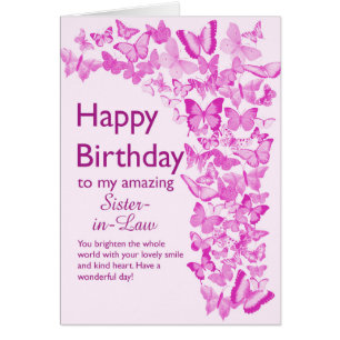 Sister in Law Birthday Butterflies Cards