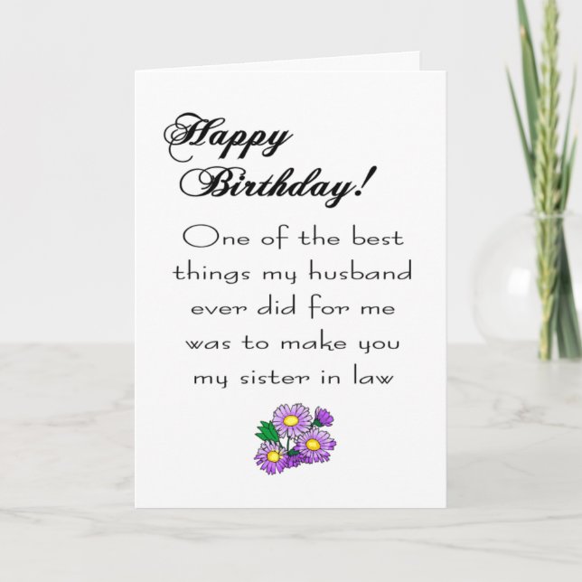 Sister in law birthday card (Front)