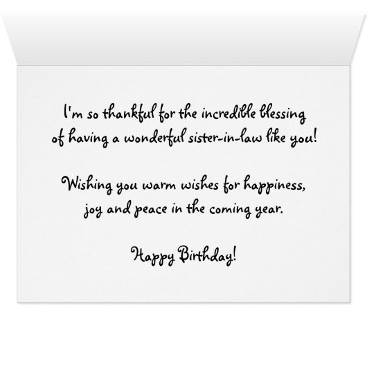 Sister-in-law Birthday, Celebrating You (Inside Horizontal (Bottom))