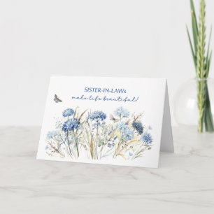 Sister in Law Birthday Dusty Blue Wildflowers Card