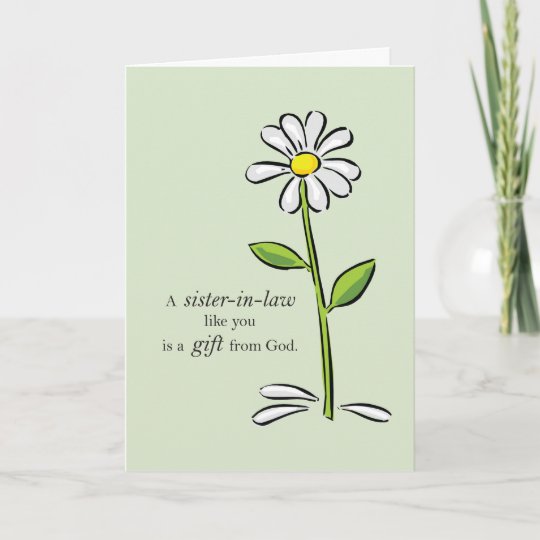 Sister In Law Birthday Religious Green Daisy Flow Thank You Card
