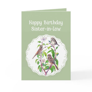 Sister-in-law Birthday Song Sparrows, Cute Birds Card