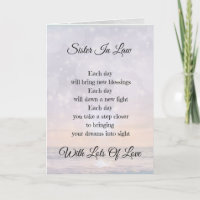 Sister In Law Encouragement Poem Greeting Card - 16455 Reviews | Zazzle