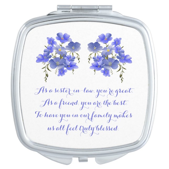 Sister-in-Law Gift, Flowers and Poem Compact Mirror (Front)