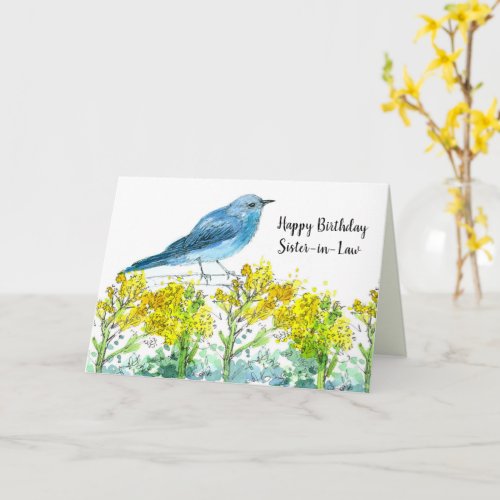 Sister In Law Happy Birthday Bluebird Wildflowers Card