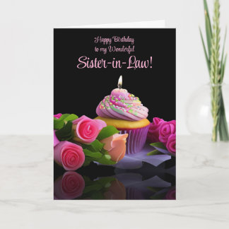 Sister In Law Happy Birthday Cupcake Card