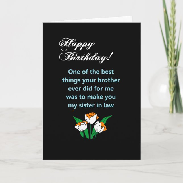 sister in law happy birthday wish card (Front)