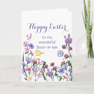 Sister-in-law Happy Easter Colorful Garden Flowers Holiday Card