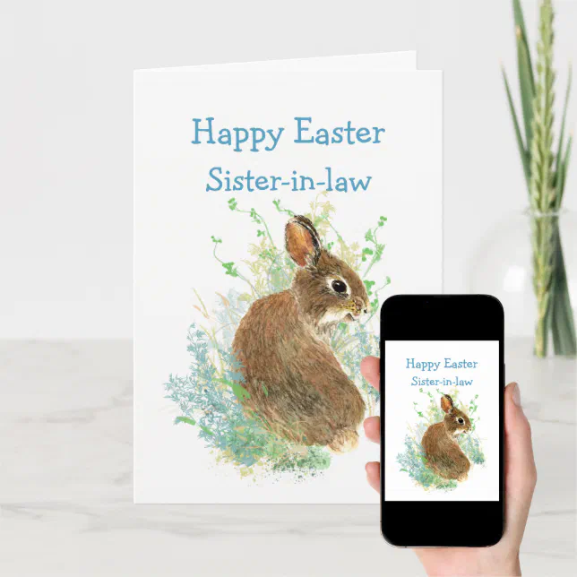 Sister-in-law Happy Easter Cute Bunny Rabbit Holiday Card | Zazzle