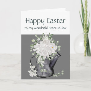 Sister-in-law Happy Easter White Flowers Floral Holiday Card