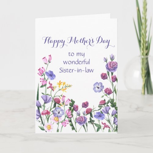 Sister_in_law Happy Mothers Day Colorful Flowers Holiday Card