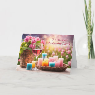 Sister in Law Happy Mothers Day Pretty Wine  Holiday Card