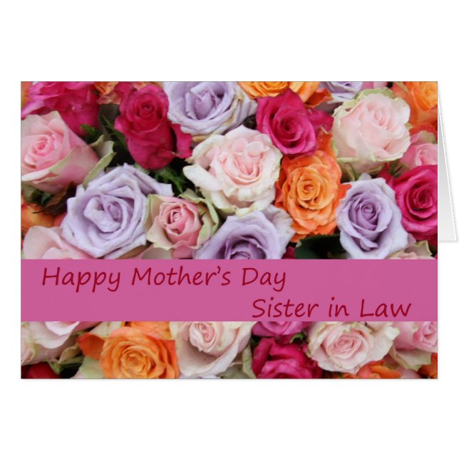 Sister in Law  Happy Mother's Day rose card (Front Horizontal)