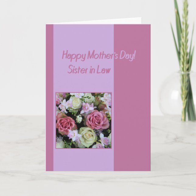 Sister in Law Happy Mother's Day rose card (Front)