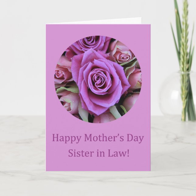 Sister in Law Happy Mother's Day rose card (Front)