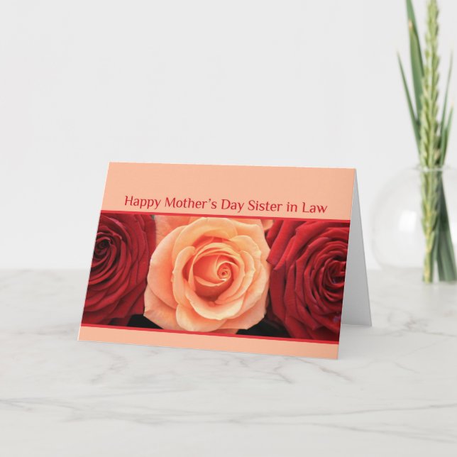 Sister in Law  Happy Mother's Day rose card (Front)