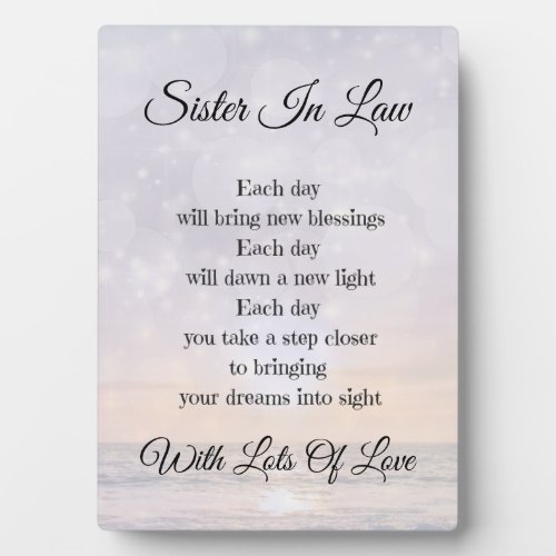 Sister In Law Love and Encouragement gift Plaque