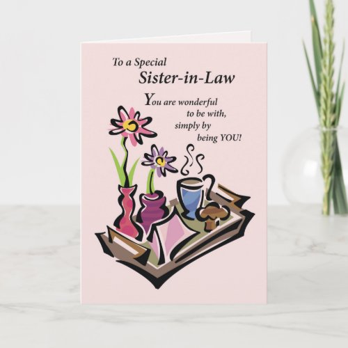 Sister_in_Law Mothers Day Breakfast in Bed Pink Card