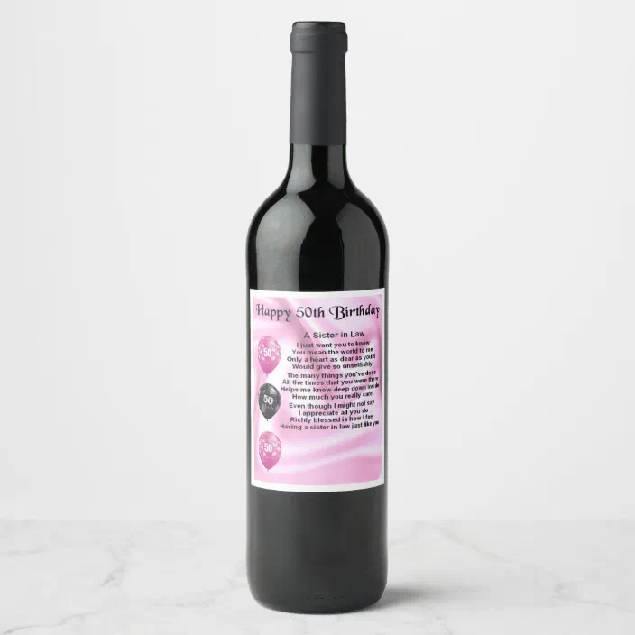 PERSONALISED 50th Birthday Bottle LABEL Make a gift UNIQUE Auntie Mum Sister Nan 