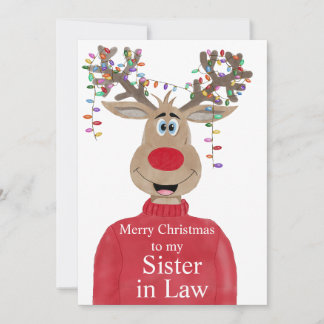 Sister in Law Reindeer Christmas Customizable Holiday Card