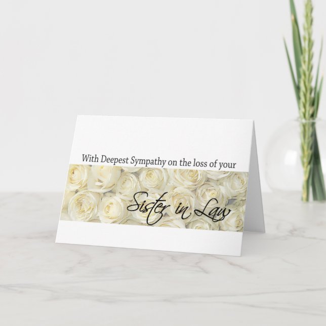 Sister in Law  Sympathy card with Roses (Front)