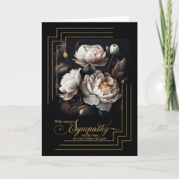 Sister In Law Sympathy White Magnolia Floral Black Card by SalonOfArt at Zazzle