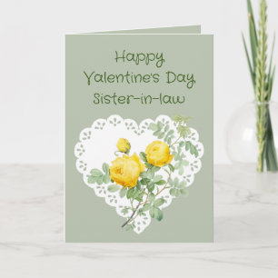 Sister-in-law Yellow Rose Garden Flower Valentine Holiday Card