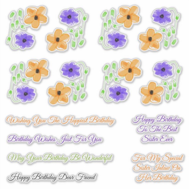 Sister Inlaw and Friends Birthday Wishes Sticker (Front)