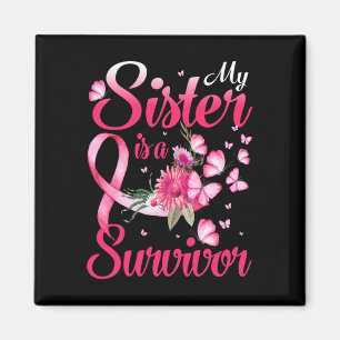 Sister Is A Survivor Butterfly Breast Cancer Aware Magnet