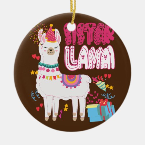 Sister Llama Sister Of The Birthday Boy Girl Ceramic Ornament